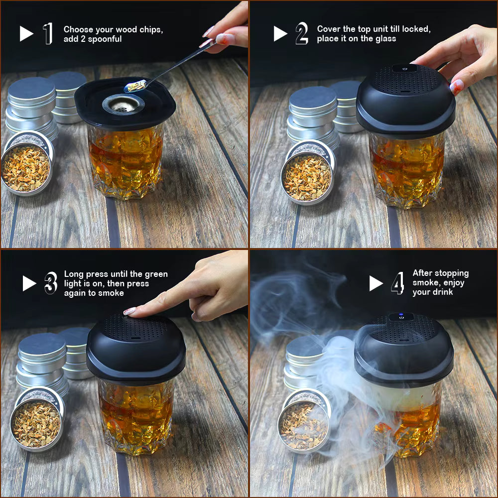Rechargeable Eco-Friendly Electric Whiskey Smoker Kit (New Release) for Home Wine Cocktail