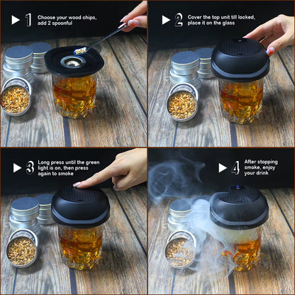 Rechargeable Eco-Friendly Electric Whiskey Smoker Kit (New Release) for Home Wine Cocktail