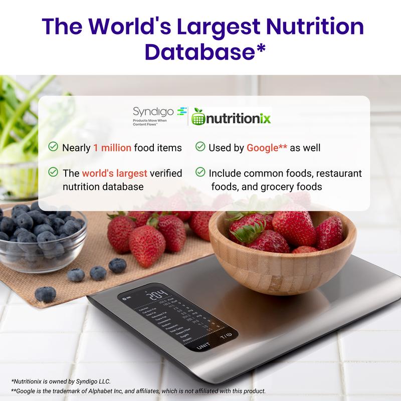 Etekcity Smart Food Kitchen Scale with Nutritional Calculator, Free App with 19 Nutrients Tracking, Calorie, Marco, Digital grams and ounces for weight loss, Premium Stainless Steel, 11lb