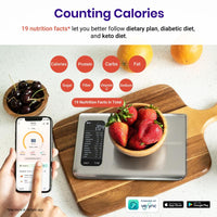 Etekcity Smart Food Kitchen Scale with Nutritional Calculator, Free App with 19 Nutrients Tracking, Calorie, Marco, Digital grams and ounces for weight loss, Premium Stainless Steel, 11lb